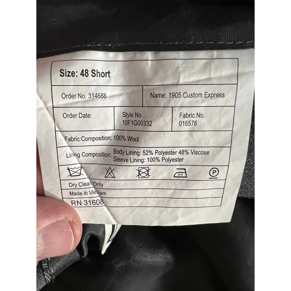 Jos A Bank 1905 Gray Wool Blazer Sport Coat 48S 2-Button